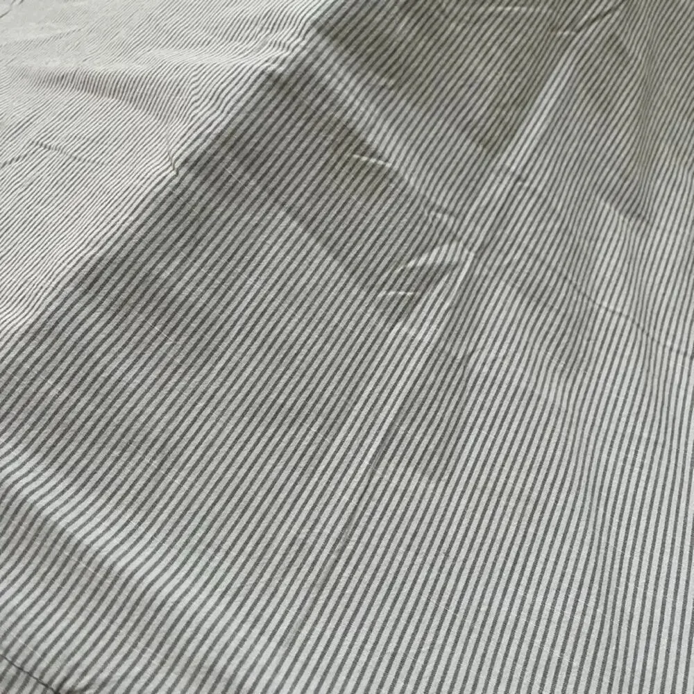 Ikea Bergpalm King Duvet Cover Striped Gray & White Button Closure 100% Cotton